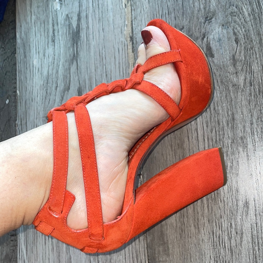 Casadei orange sueded Platform sandals size 6 - Picture 4 of 17